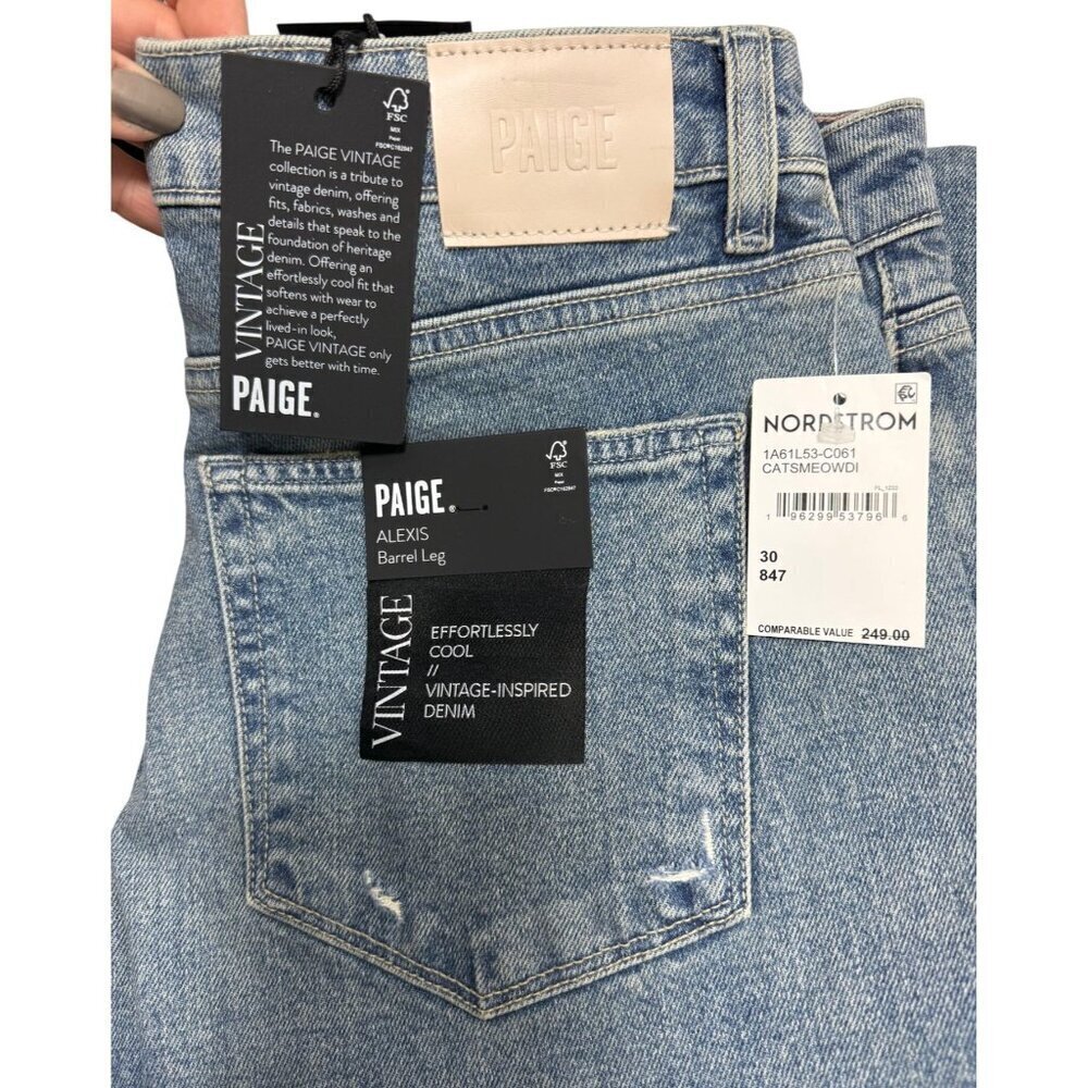 Paige Vintage Womens Alexis High Rise Distressed Ankle Barrel Jeans Sz 30 New - Picture 6 of 14